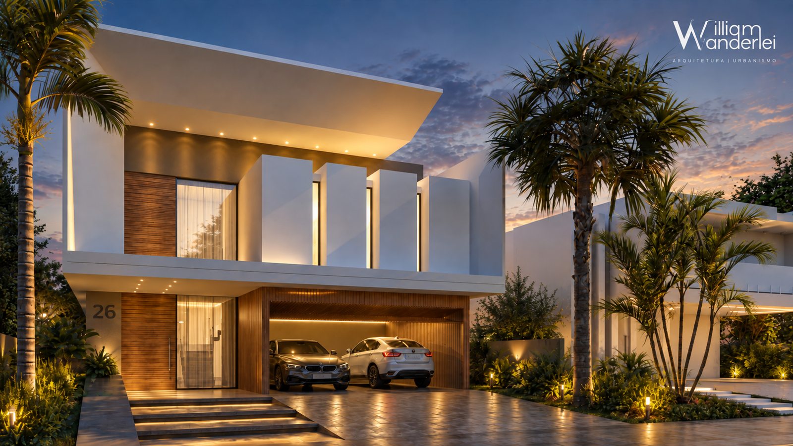 Fachada de residência de alto padrão no Residencial Alphaville, Aracaju/SE, projetada por William Vanderlei Arquitetura