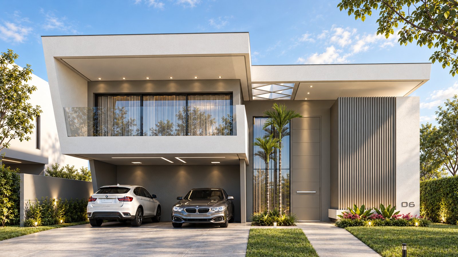 Fachada de residência de alto padrão no Residencial Maikai Resort, Barra dos Coqueiros/SE, projetada por William Vanderlei Arquitetura
